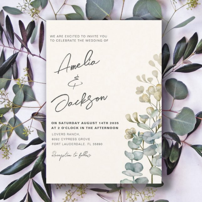 Convite Rustic Watercolor Eucalyputs Greenery Wedding Inv (Criador carregado)