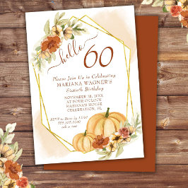 Convite Rustic Watercolor Fall Pumpkin 60º Aniversário