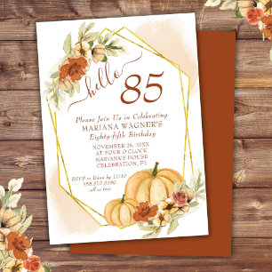 Convite Rustic Watercolor Fall Pumpkin 85ª Festa de anive