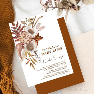 Convite Rustic Watercolor Floral Baby Shower Invants