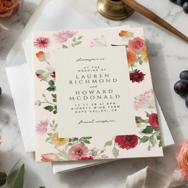 Convite Rustic Watercolor Floral Sage Green Garden Wedding (Criador carregado)