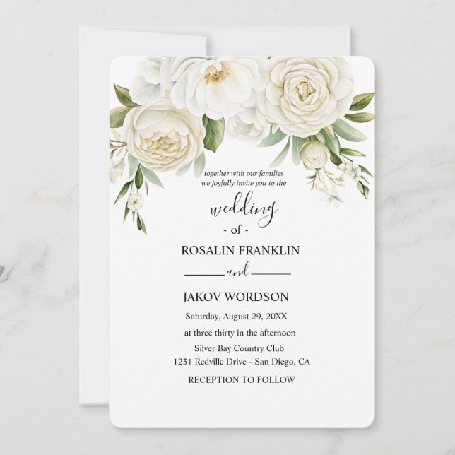 Convite rustic watercolor floral wedding  (Frente)