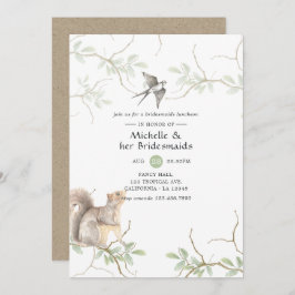 Convite Rustic Watercolor Forest Bridesmaids Luncheids