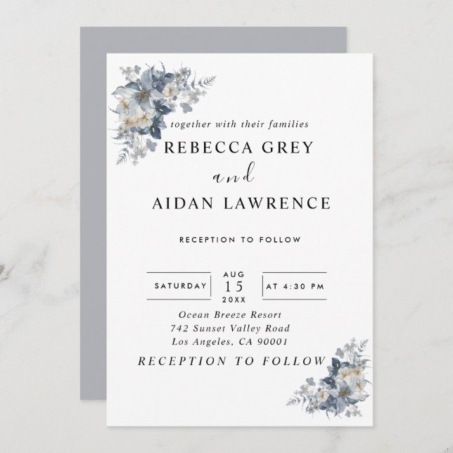 Convite rustic watercolor illustration of a floral  (Frente/Verso)