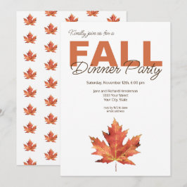 Convite Rustic Watercolor Leaf Fall Party (Partido Jante d