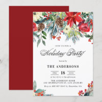 Rustic Watercolor Poinsettia Garland Foliday Party