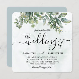 Convite Rustic Watercolor Sage Green Eucalyptus Casando Em