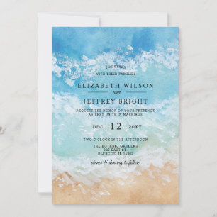Convite Rustic Watercolor Summer Sea Beach Weding