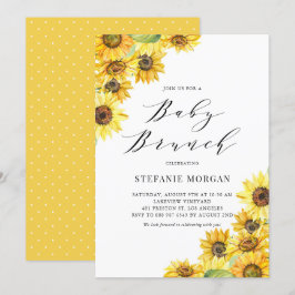Convite Rustic Watercolor Sunflower Chá de fraldas Brunch