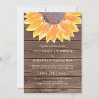 Rustic Watercolor Sunflower Wood Casamento