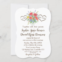 Rustic Watercolor Wild Flowers Heart Wedding