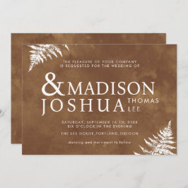 Convite Rustic Watercolor Wild Greenery Fern Wedding