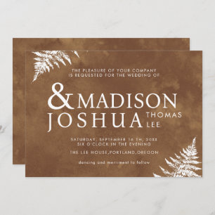 Convite Rustic Watercolor Wild Greenery Fern Wedding