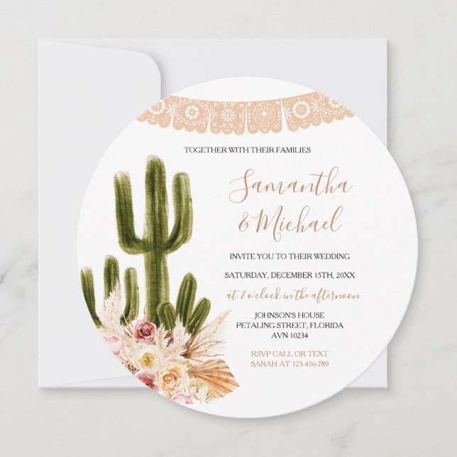 Convite Rustic Wedding Cactus (Frente)