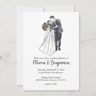 Convite Rustic Wedding com Desenho de Casal