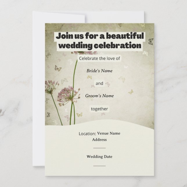 Convite Rustic Wedding Invitation – Customizable Details (Frente)