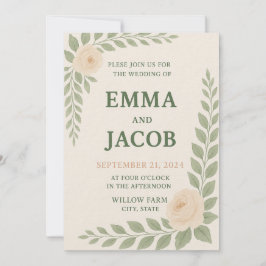 Convite Rustic Wedding Invitation - Sage and Blush
