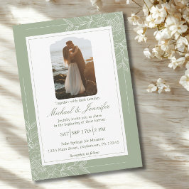 Convite Rustic Wedding Sage Green and White Modern