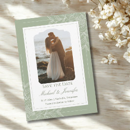 Convite Rustic Wedding Sage Green and White Modern