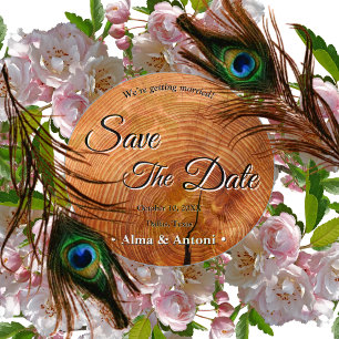Convite Rustic Wedding Salvar data design de madeira natur