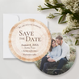 Convite Rustic Wedding Salve a data foto de Wood Tree Lati