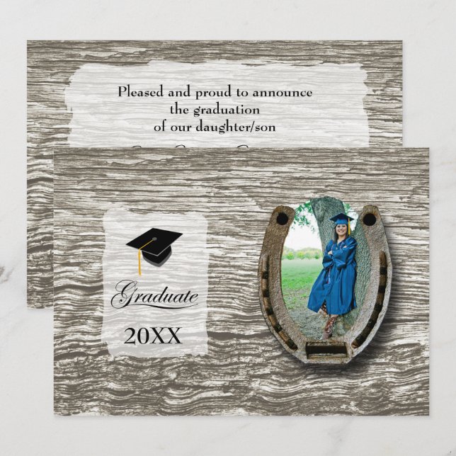 Convite Rustic Western College Graduation Announcement  (Frente/Verso)