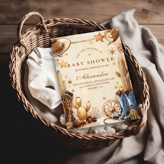 Convite Rustic Western Cowboy Baby Shower (Criador carregado)