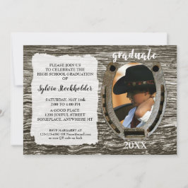 Convite Rustic Western Grad Party Invitation with photo