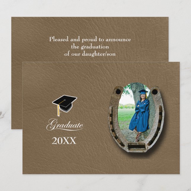 Convite Rustic Western Hi-School Graduation Announcement  (Frente/Verso)