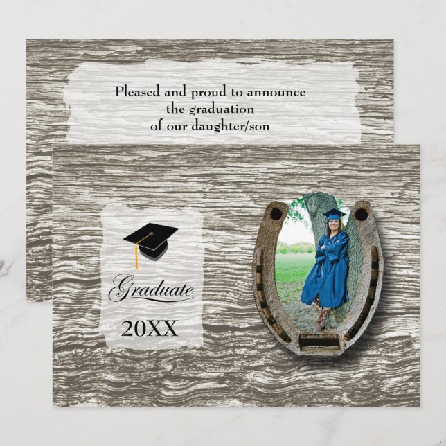 Convite Rustic Western Hi-School Graduation Announcement  (Frente/Verso)