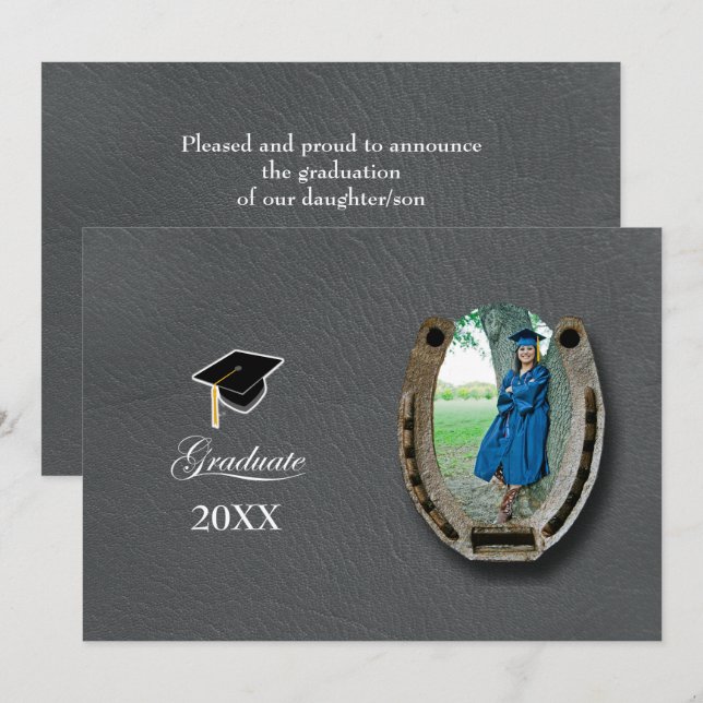 Convite Rustic Western Hi-School Graduation Announcement  (Frente/Verso)