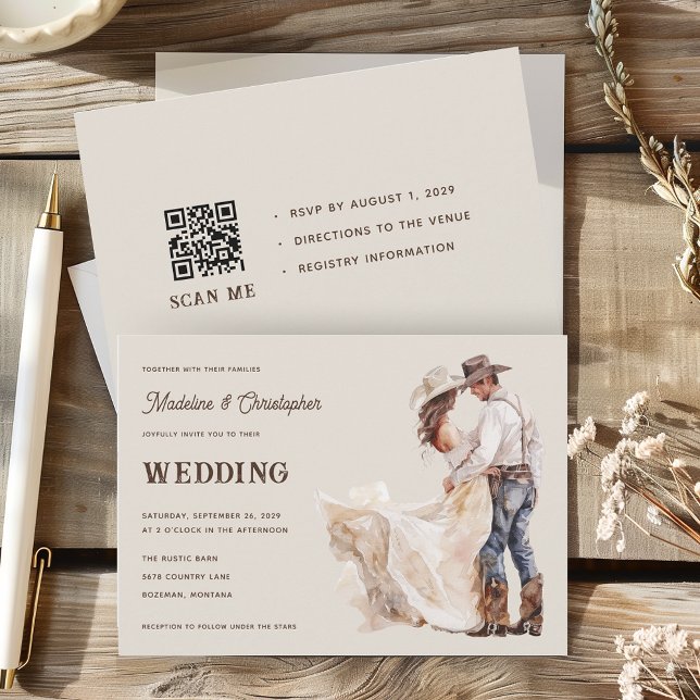 Convite Rustic Western Ranch Wedation (Criador carregado)