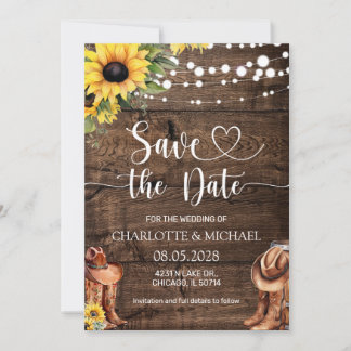 Convite Rustic Western Save the Date Wedding