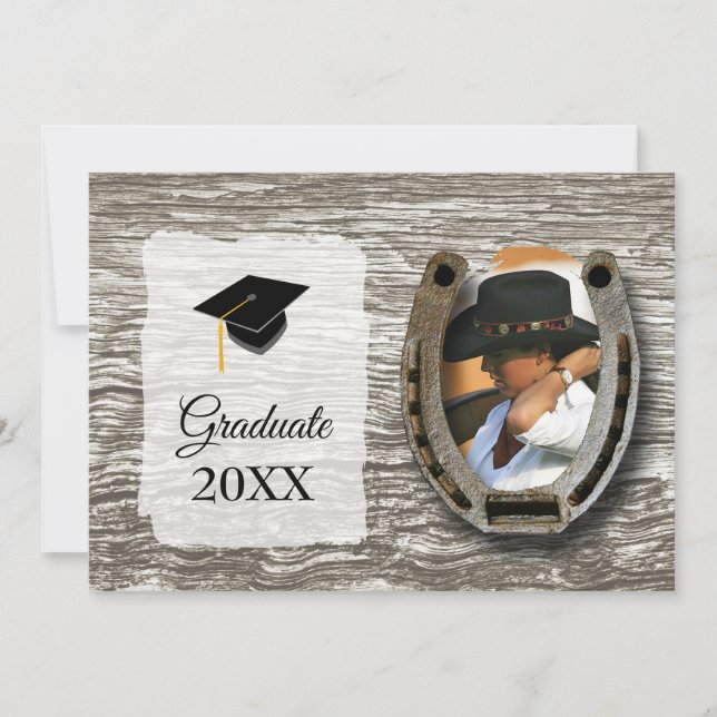Convite Rustic Western-style with Photo Graduation (Frente)