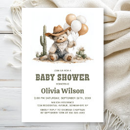 Convite Rustic Western Teddy Bear Baby Shower Invitation