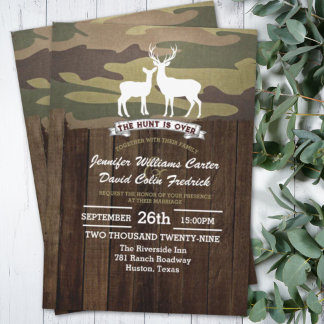 Convite Rustic Western The Hunt Is Over Camouflage Wedding
