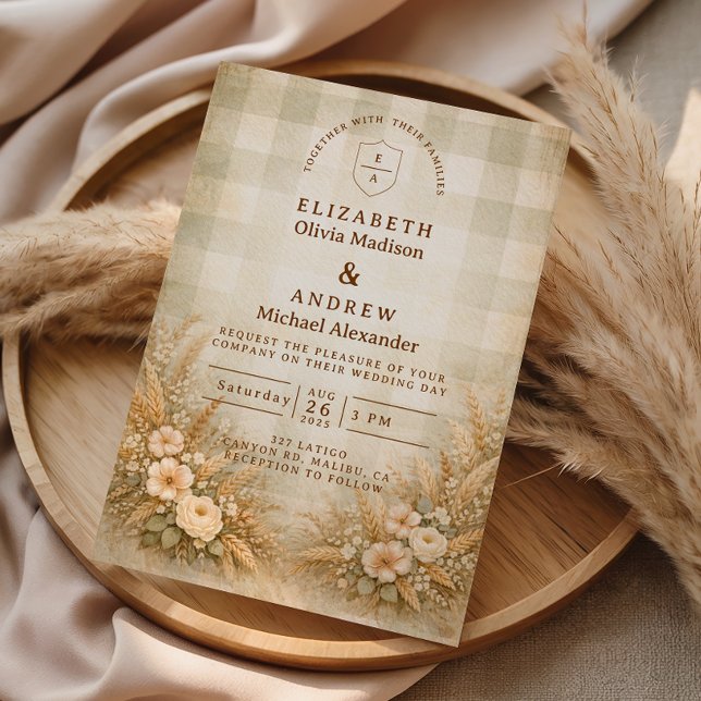 Convite Rustic Wheat And Wildflower Garden Wedding (Criador carregado)