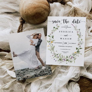 Convite Rustic Whimsical Wildflower Casamento Salvar Data