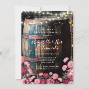 Convite Rustic Whiskey Barrel Bridesmaids Luncheon