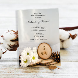 Convite Rustic White Daisies Woods Posta Casamento Brunch