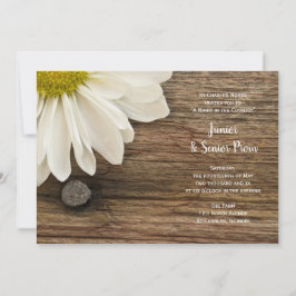 Convite Rustic White Daisy Country Júnior / Baile de forma