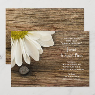 Convite Rustic White Daisy Country Júnior / Baile de forma