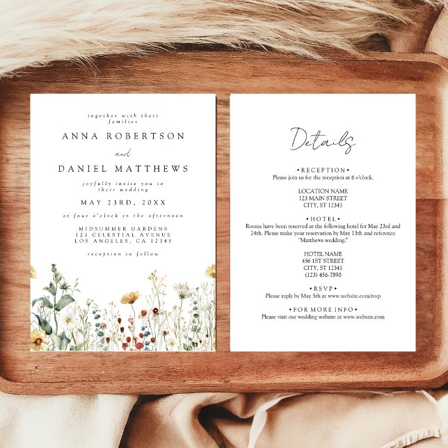 Convite Rustic Wildflower All in One Weding Invitation (Criador carregado)
