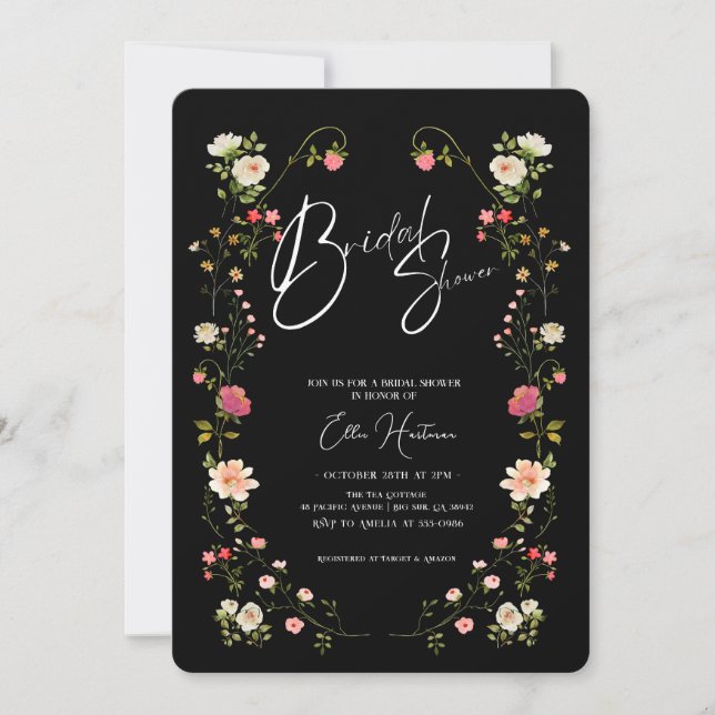 Convite Rustic Wildflower Bridal Bash (Frente)