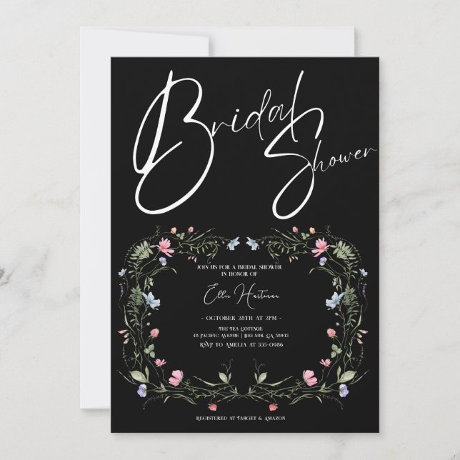 Convite Rustic Wildflower Bridal Bash (Frente)