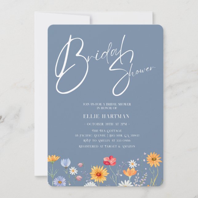 Convite Rustic Wildflower Bridal Bash (Frente)