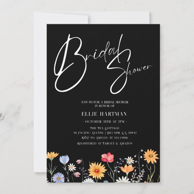Convite Rustic Wildflower Bridal Bash (Frente)