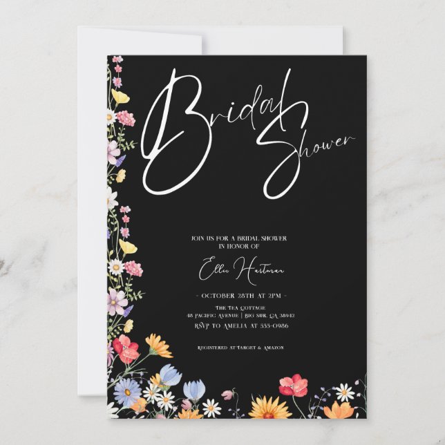 Convite Rustic Wildflower Bridal Bash (Frente)