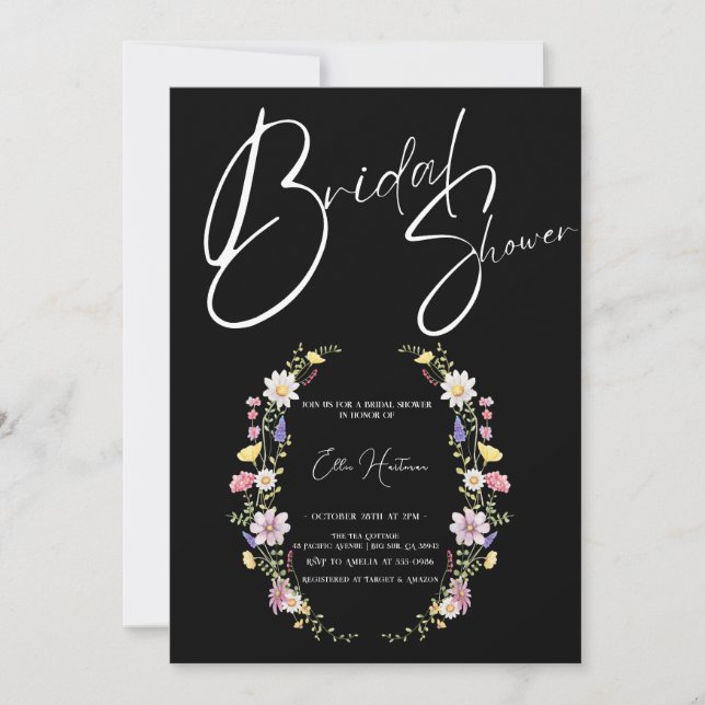 Convite Rustic Wildflower Bridal Bash (Frente)