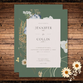 Convite Rustic Wildflower em Sage Green Wedding
